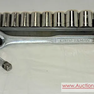 CRAFTSMAN 1/2 in Drive Socket set - Ratchet - Extension - Spark Plug socket & rack. Sockets in inches & mm from 1.25" down to 12 mm. See p