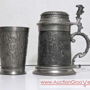 Zin Zeller Pewter Stein and Royal Holland Pewter Cup. LR