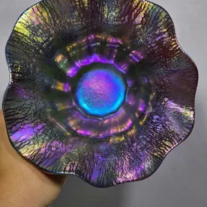 Signed Lundberger Studios 2000. 0812R37. Iridescent Ruffle Edge Bowl. 5.5 x 2.5. LR