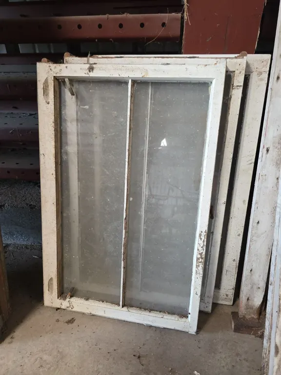 Qty 3 antique wood frame windows