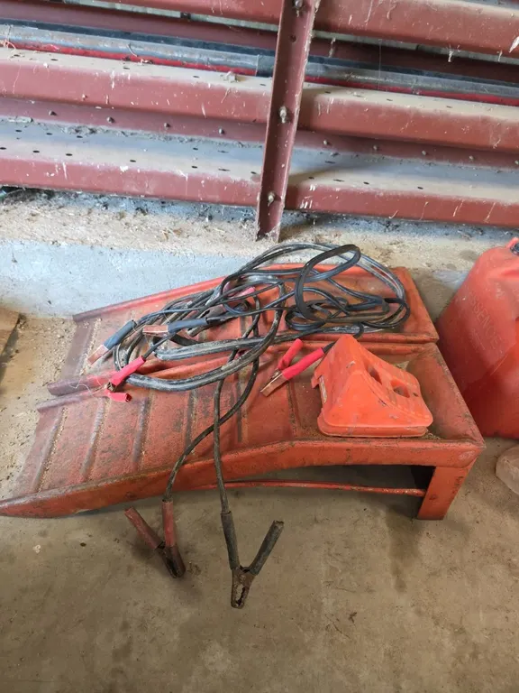 Car ramps and jumper cables