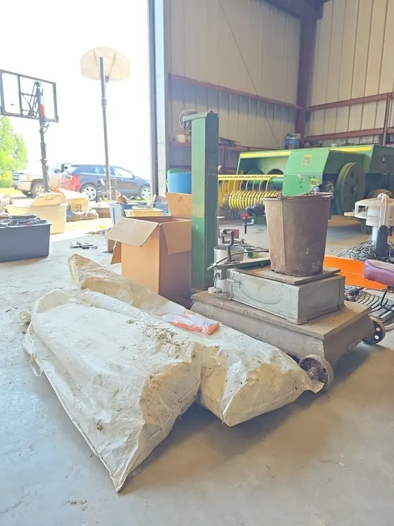 Antique scale, 2 bags of steel pipe and parts
