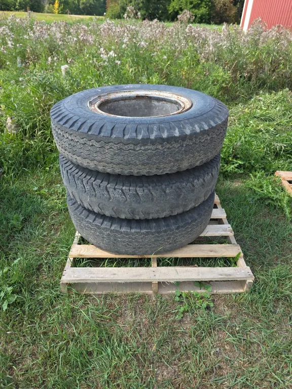 Qty 3 9.00/20 truck tires on rims