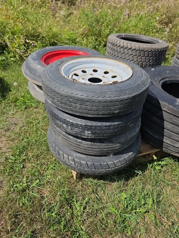 Qty 4 assorted trailer tires, spare tires