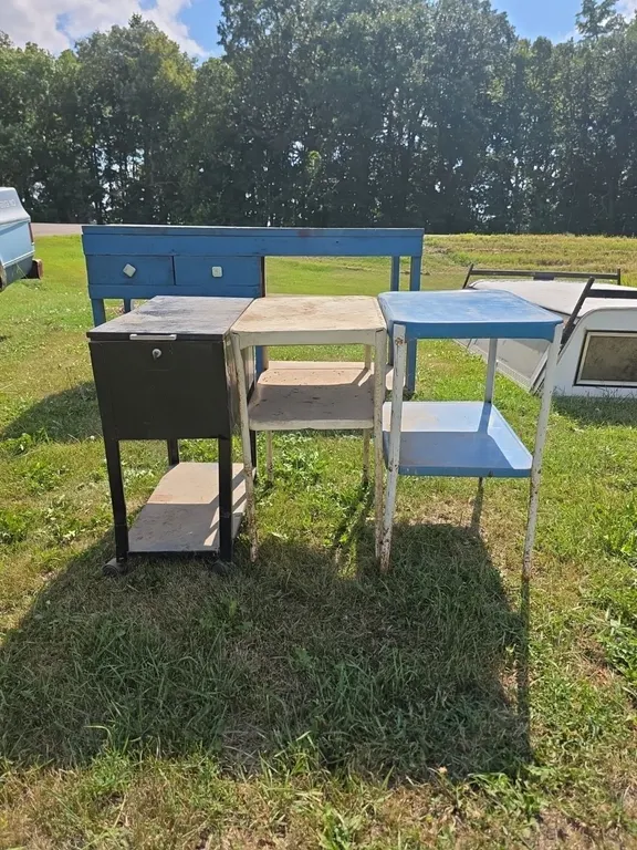 Qty 3 metal shelves