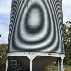 1950 bushel Westeel Rosco bin on Westeel hopper cone on skid, Bin #13