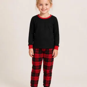 Unisex 2-Piece Christmas Pajama Set, Size 4T – Black & Red Plaid