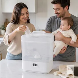 Momcozy BS02 Bottle Sterilizer and Dryer, 6-8 Bottle Capacity, Touch Control Panel, Multiple Modes $108.00 retail. Stock photo added.