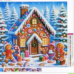NEW 35x35cm Christmas Gingerbread House Diamond Painting Kit – DIY Holiday Rhinestone Art