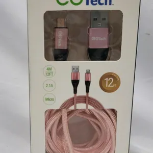 EGTech 12ft Braided Micro USB Charging Cable, 2.1A, Rose Gold, Model 11RG-4M