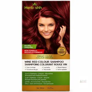 NEW Herb Shh Wine Red Colour Shampoo Hair Dye – 500 mL