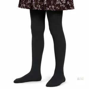 NEW Girls’ Black Ribbed Thermal Tights, Size 9–10 Years