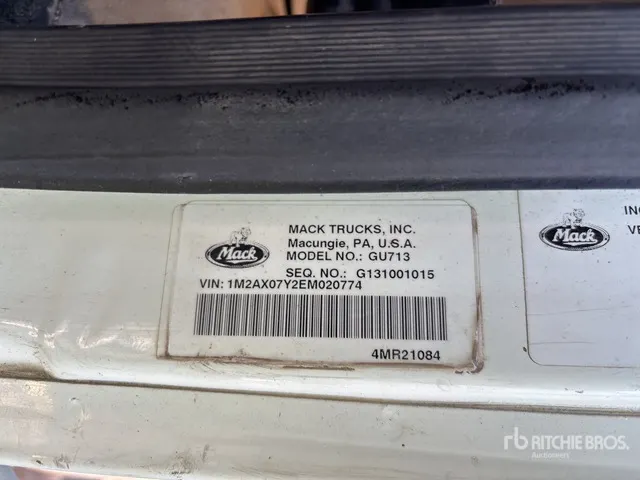 2014 Mack GU713 8x4 Tri/A Dump Truck