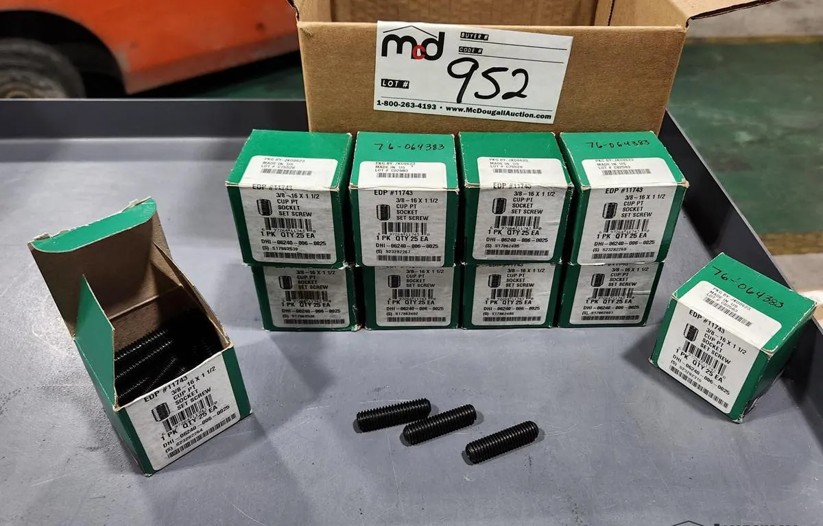 3/8-16 x 1-1/2 Cup Point Socket Set Screws
UNRESERVED
