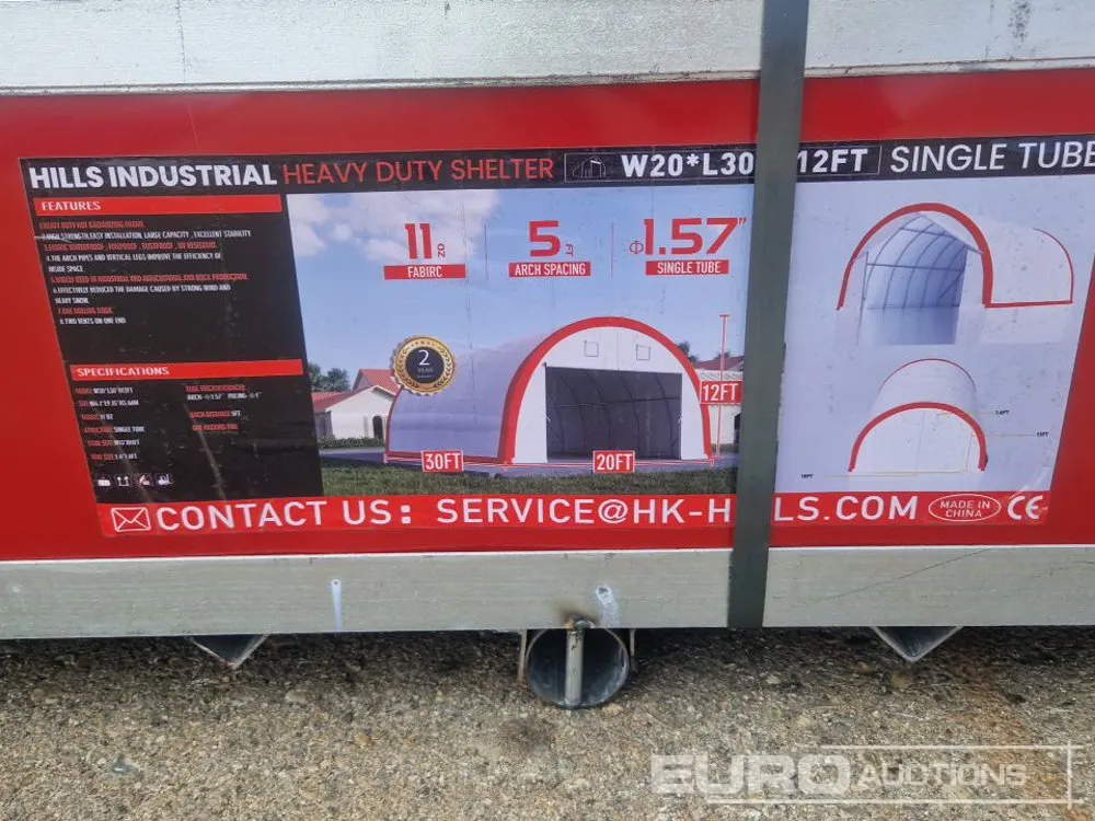 Unused 2026 Hills Industrial W 20' x L30' x H 12' Heavy Duty Shelter