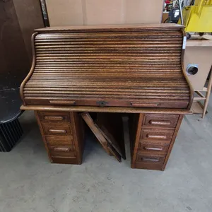 Antique Oak Roll Top Desk with Drawers. 50”×52”×54”