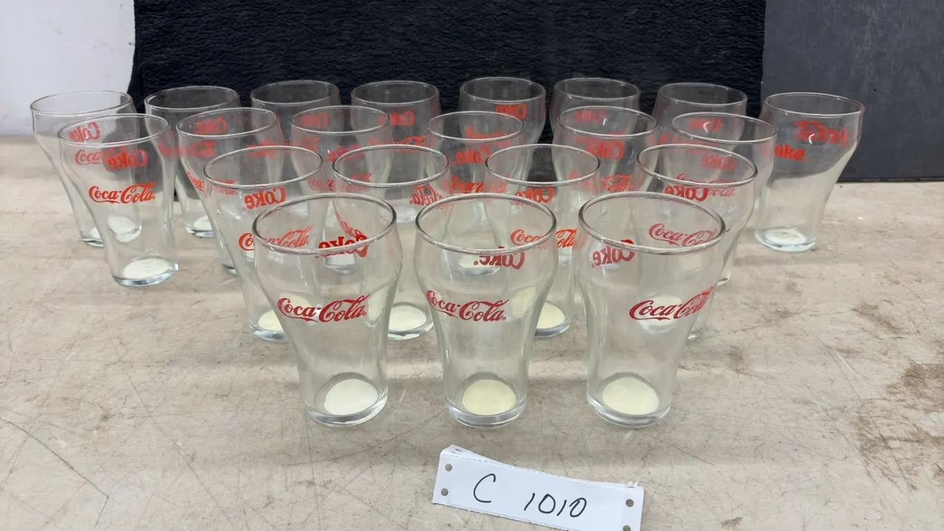 21 Vintage Coca-Cola / Coke Branded Clear Glass Bell-Shaped Tumblers