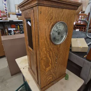 W.A. Wood Globe Time Recorder, Montreal, Pat. Aug. 1907, Ser. #31746, and Oak Case. 34”×17”×18”