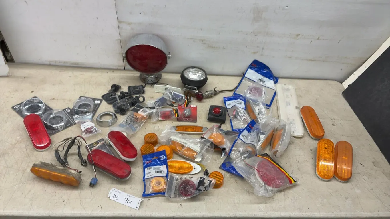 Assorted Vehicle Lights Including Grote LED Markers, Amber Clearance Lamps, Tail Lights