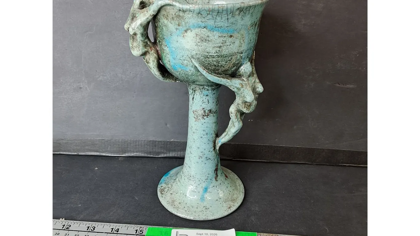 Turqoise Ceramic Goblet 9.25"