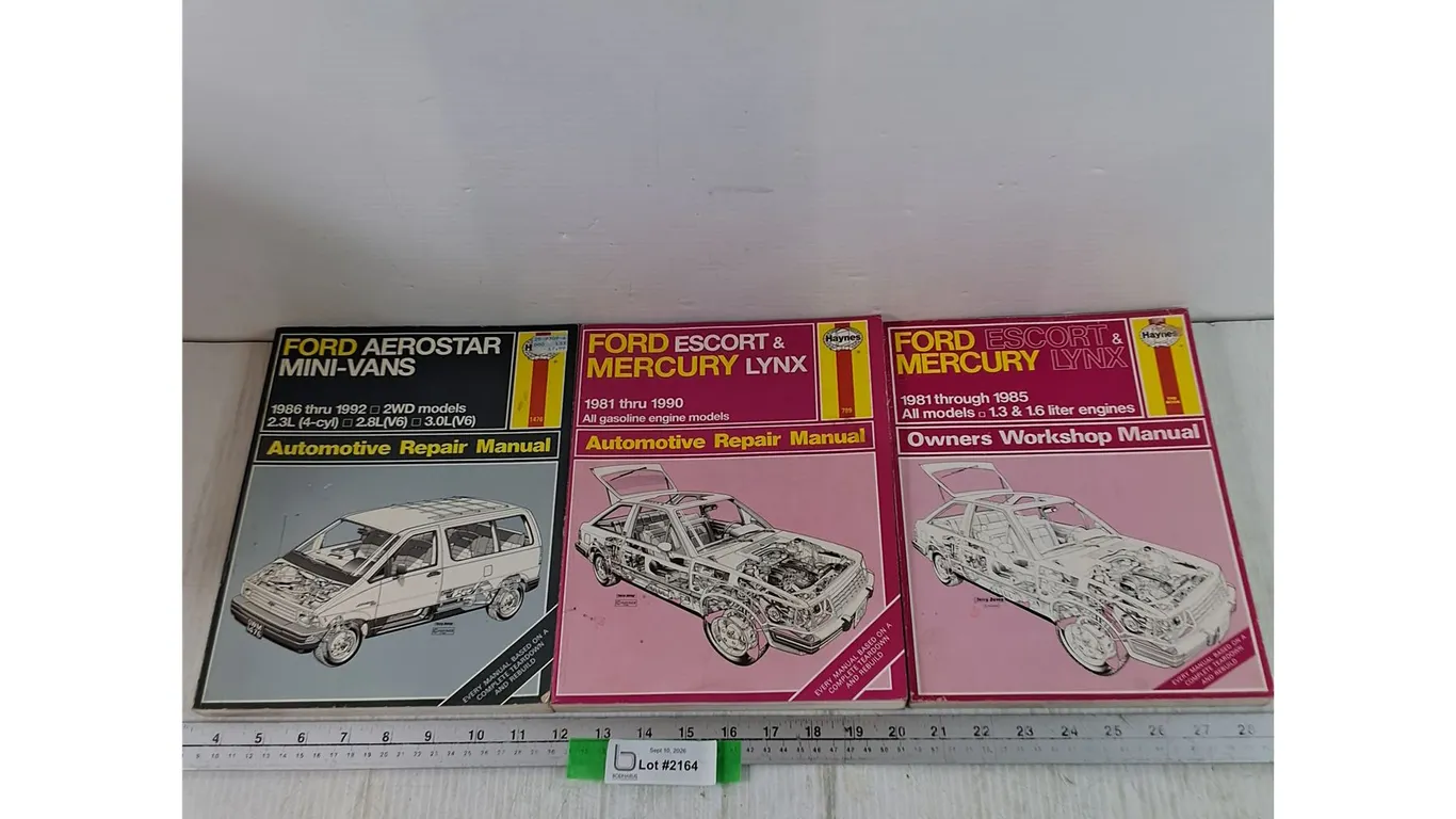 (3) Automotive Repair Manuals, Ford Aerostar, Escort, Years 1986-1992, 1981-1990, 1981-1985