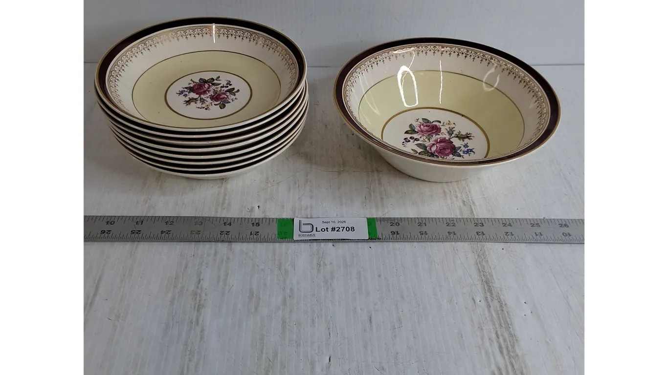Vintage Johnson Bros.Large Bowl and (8) Soup Bowls