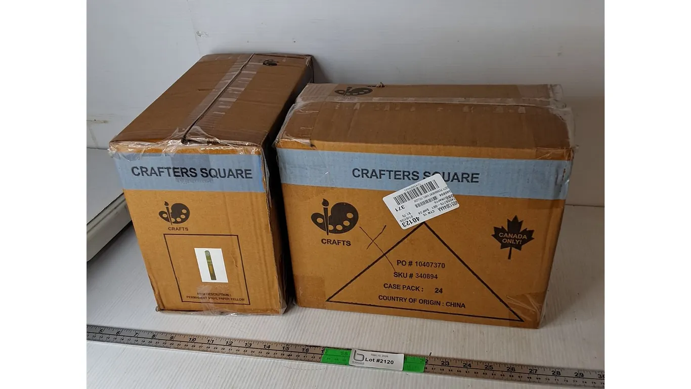 (2) Boxes of Yellow Vinyl Paper Rolls