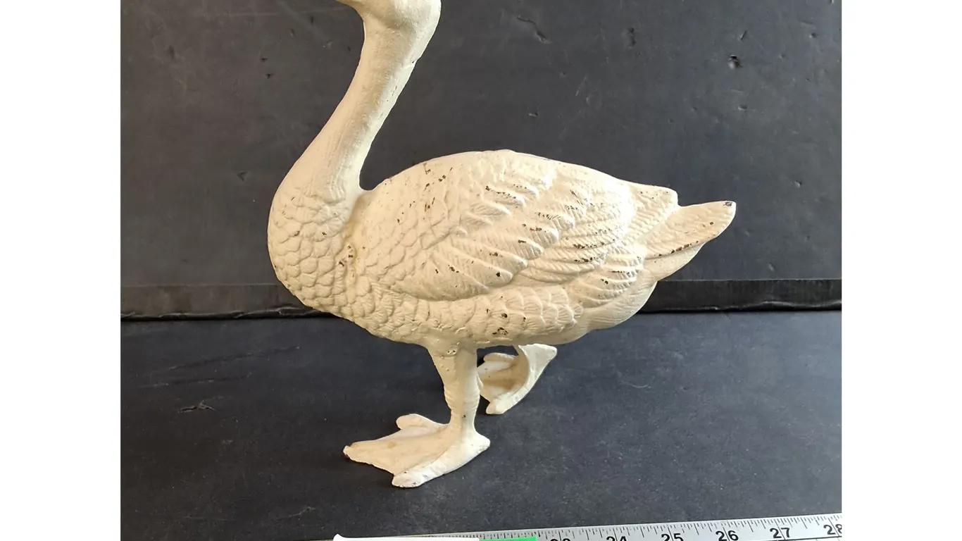 Painted Cast Iron Duck Figurine 10" Tall