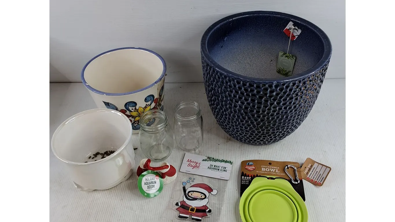 Ceramic Planters, Aquarium Cling, Collapsible Bowl, Jars