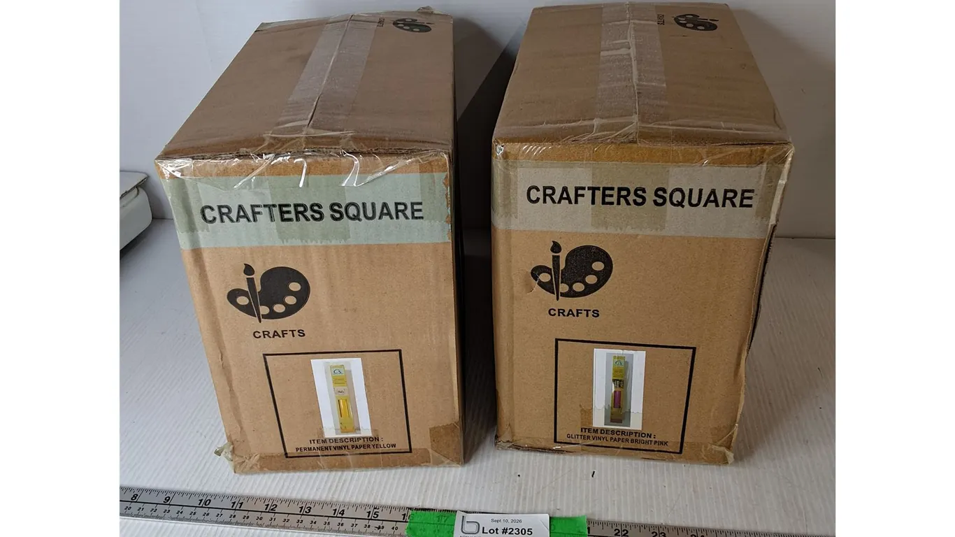 (2) Boxes of Vinyl Paper Rolls- Yellow & Pink