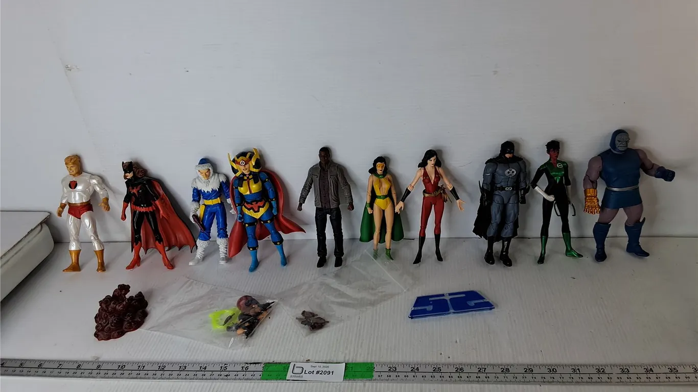 (10) Action Figurines-Obsidian, Dr. Fate, Power Girl, Misc.