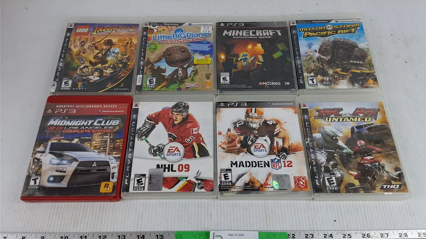 Assorted PS3 Games - Minecraft, NHL09, LEGO Indiana Jones 2, Misc