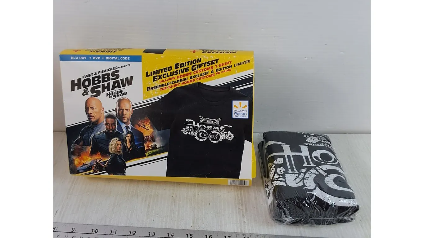 Fast & Furious Hobbs & Shaw Box As-Is with Walmart Exclusive T-Shirt Unknown Size No Movie
