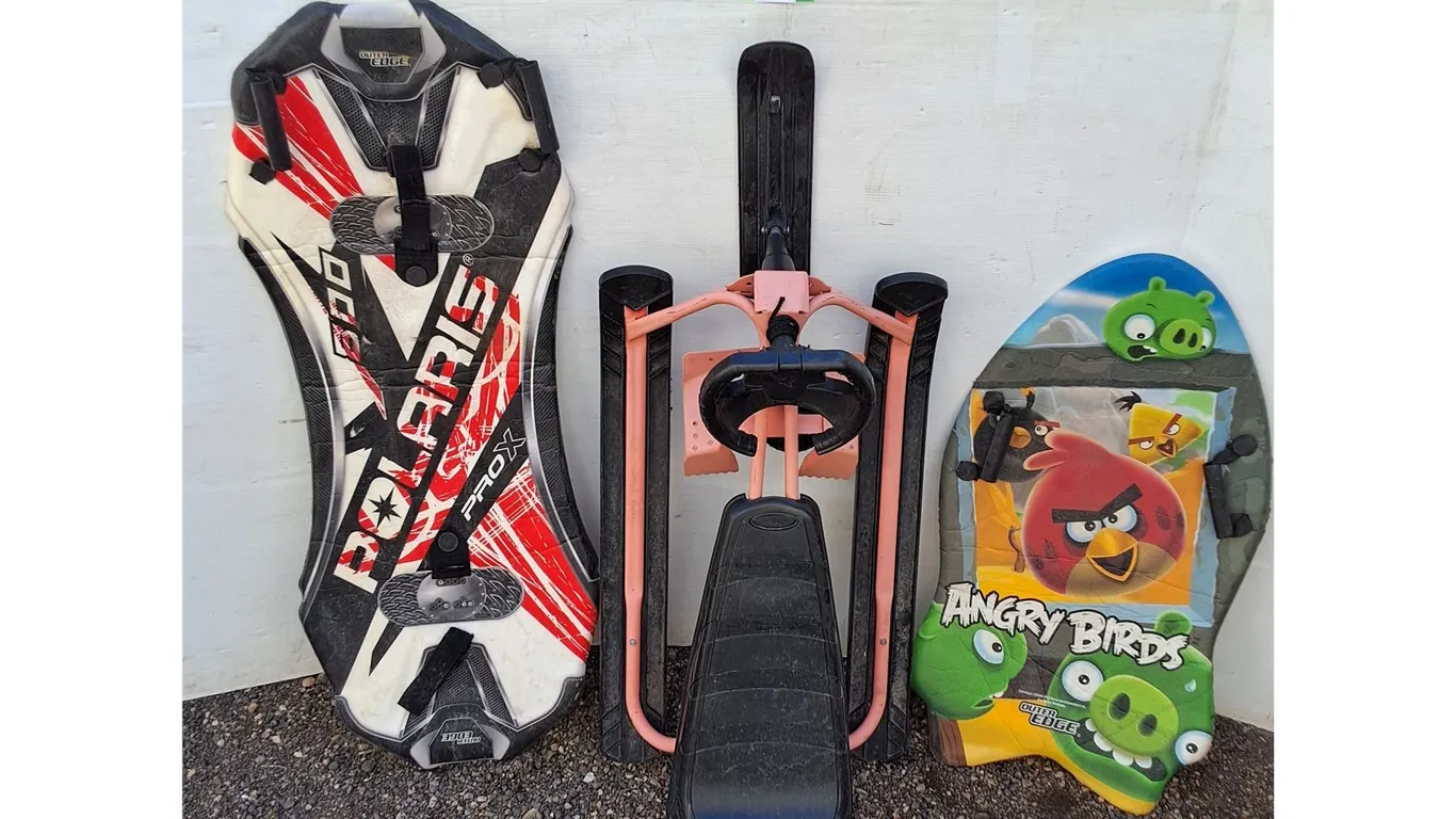 **Pink Snow Racer & (2) Outer Edge Foam Snow Sleds No Shipping