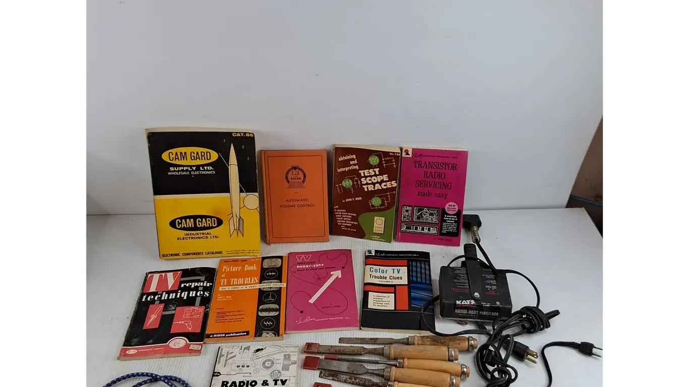 Vintage Electrical Manuals, Bungee Cord, Chisels, Handi Heat Magnum