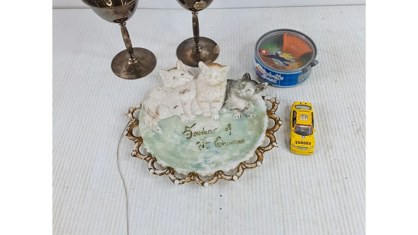 Souvenir Plate, Silver Goblets, Mercedes Benz W202 Toy, Snowbells Feast Toy