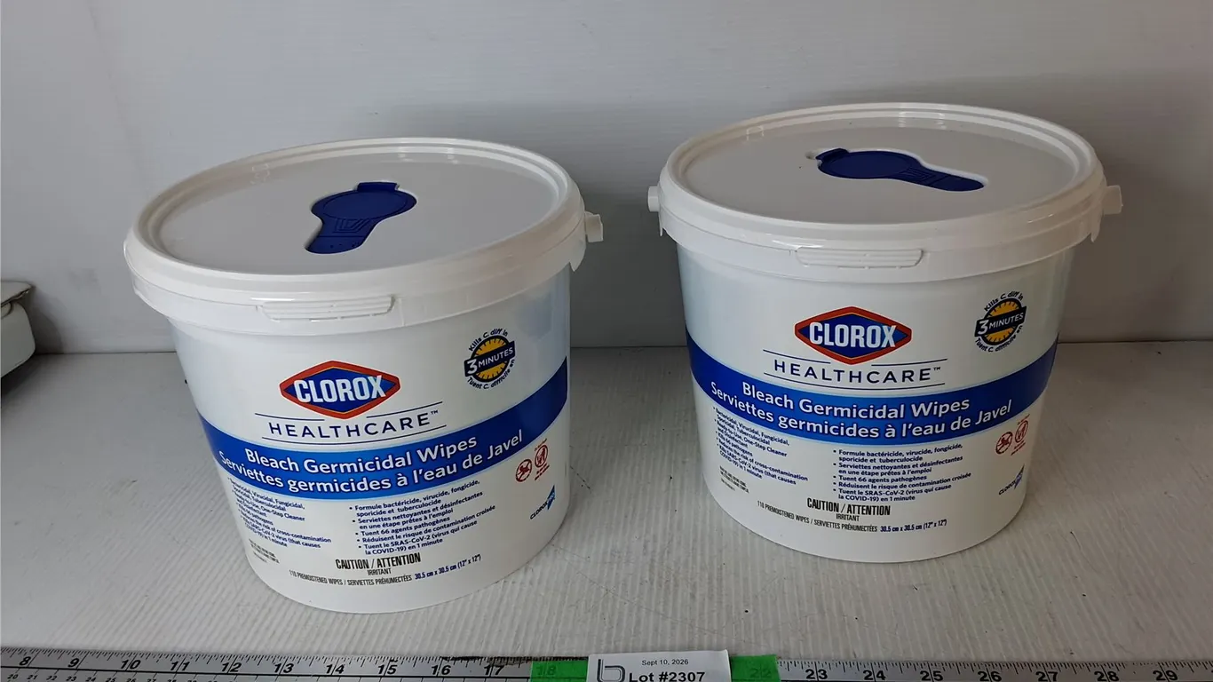 (2) Pails of Clorox Bleach Germicidal Wipes, Pickup Only