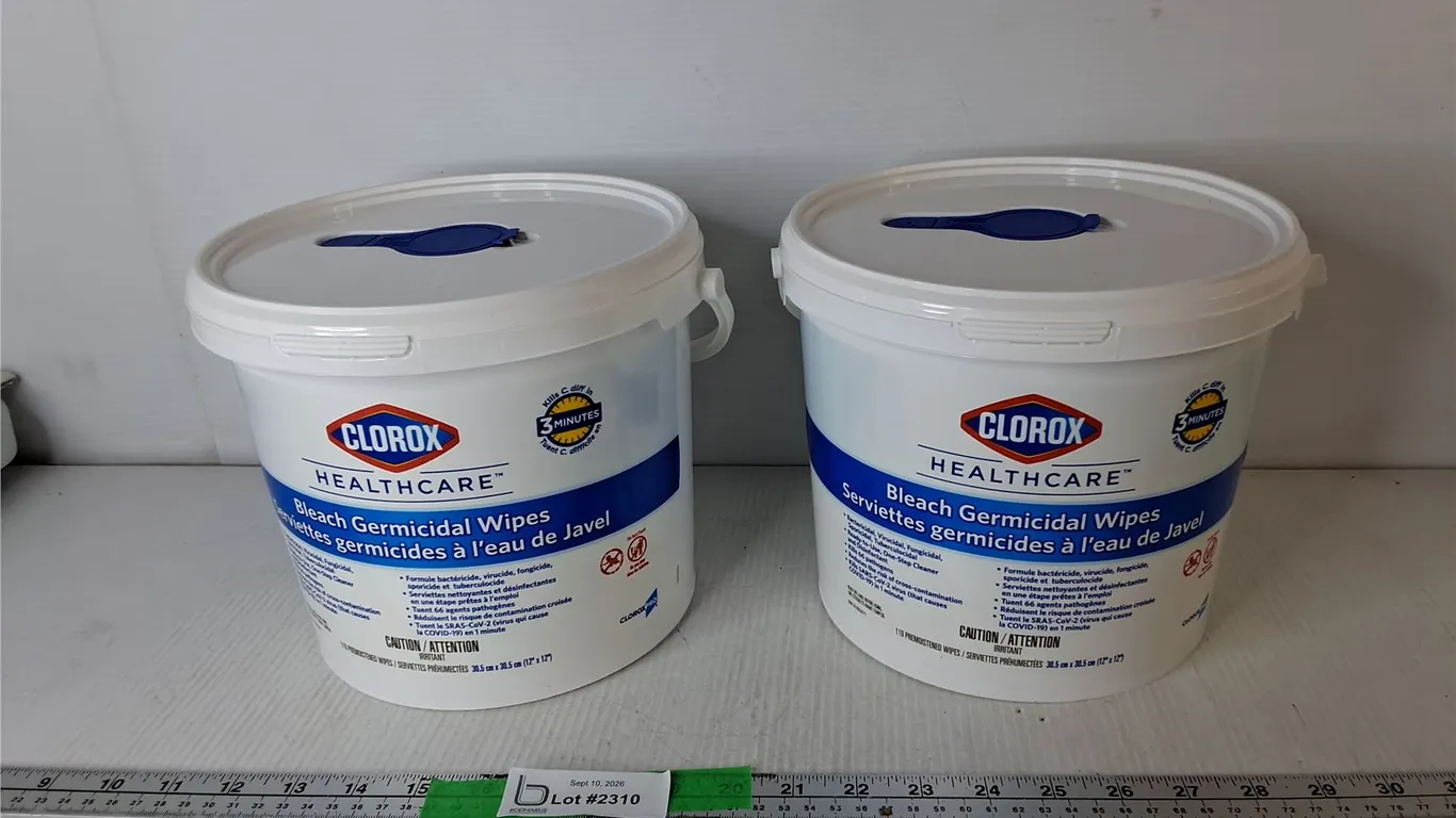 (2) Pails of Clorox Bleach Germicidal Wipes, Pickup Only