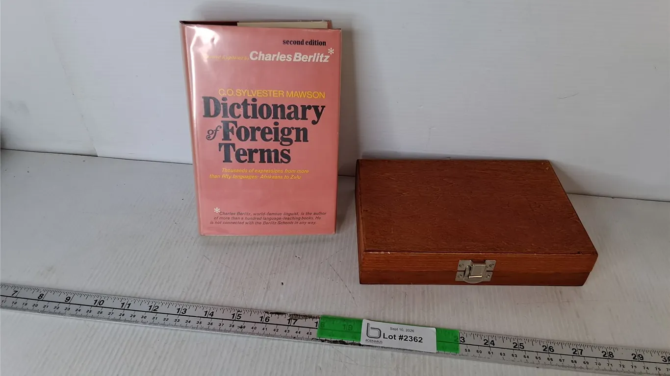 'Dictionary of Foreign Terms' & Wooden Storage Box