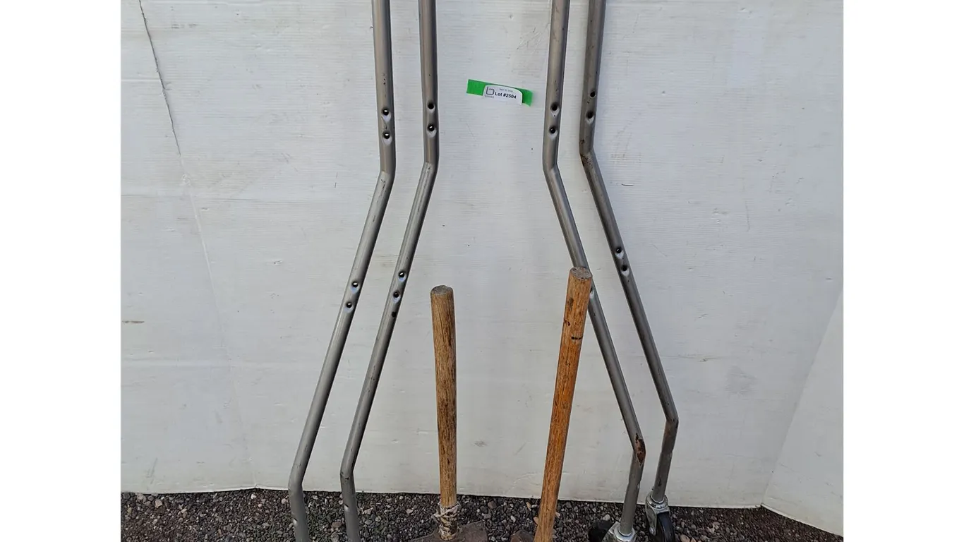 **Metal Legs With Wheels, (2) Sledgehammers No Shipping