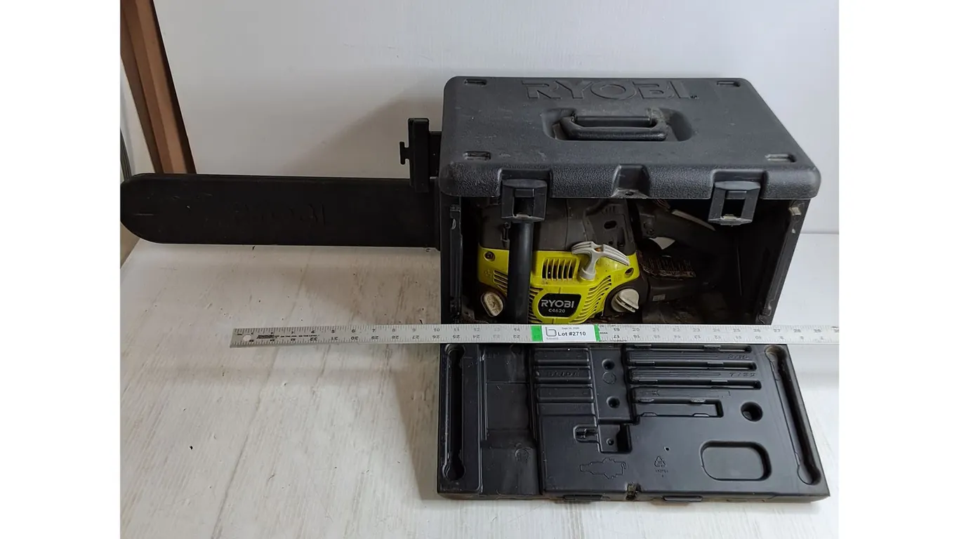 Ryobi C4620 Gas-Powered Chainsaw-untested-as is,with black molded plastic case, Pickup Only