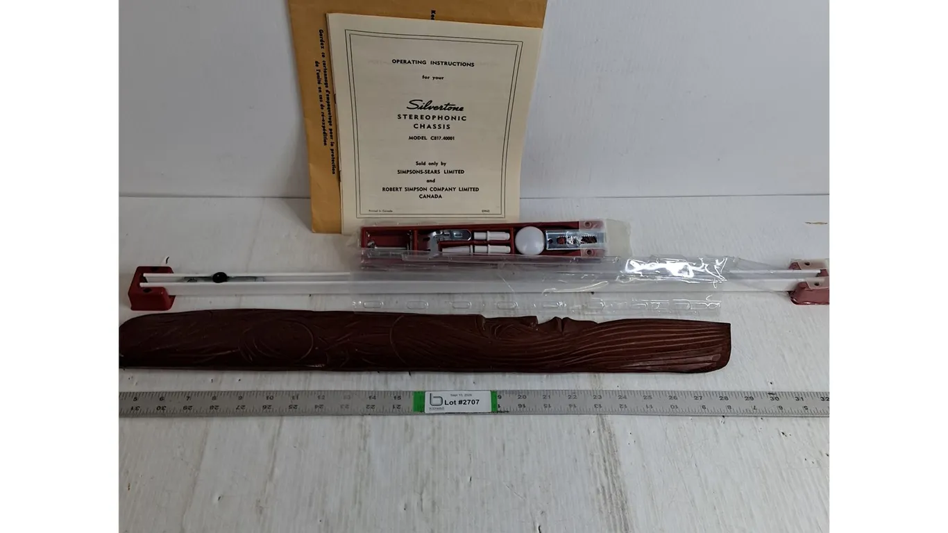 Misc. Lot-Wooden Wall Decor,Vintage Stereo Manual and Closet Door Kit