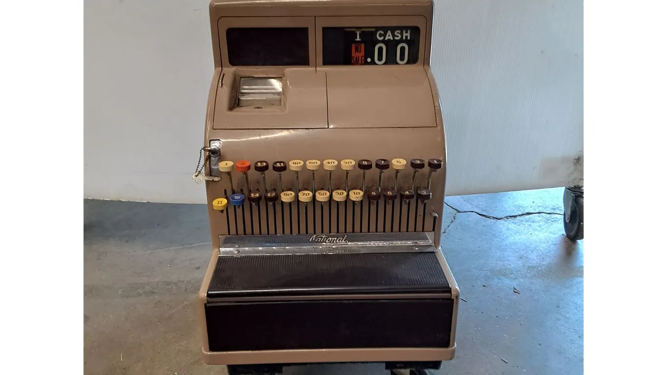 *Vintage Metal Cash Register, Dolly Not Included- Can't Ship