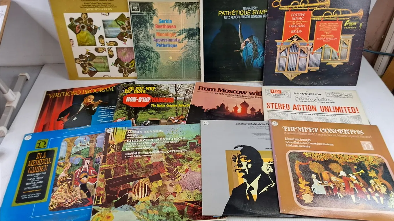 Assorted Vinyl Records - Iannis Xenakis, Jascha Heifetz, Tchaikovsky, Misc