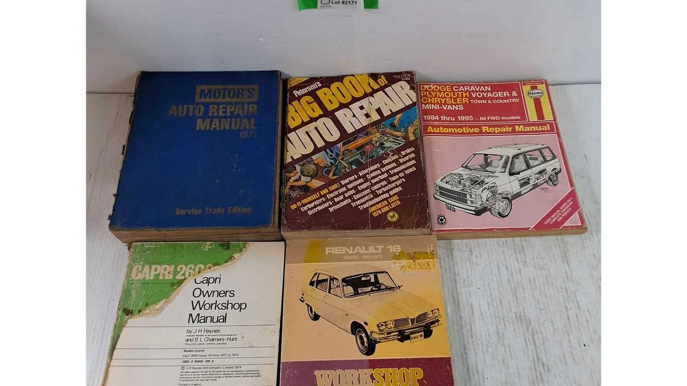 (5) Automotive Repair Manuals Years 1970, 1971, 1984-1995, Renault, Capri, Dodge