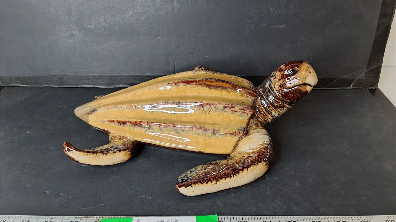 Ceramic Turtle Figurine 13.75" Long
