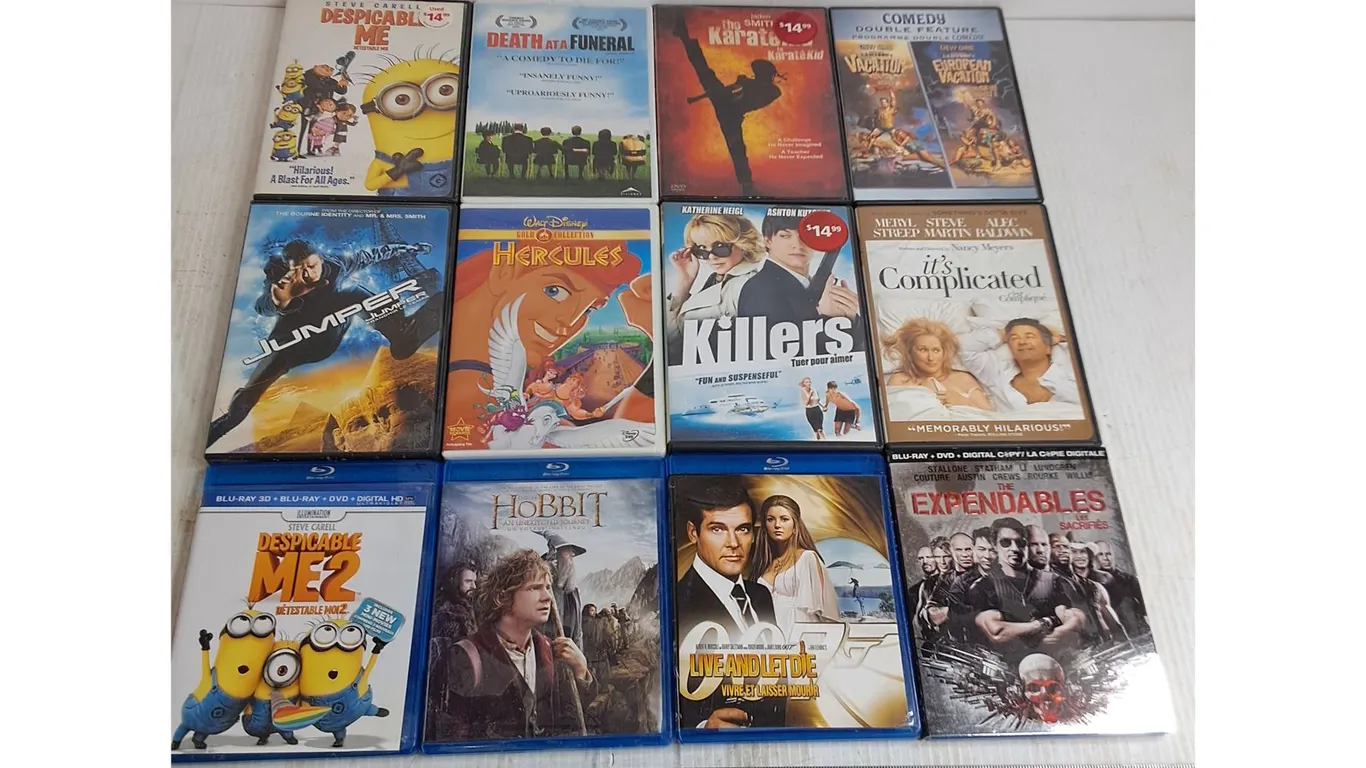(12) DVD/Blue Ray Movies - Despicable Me, Karate Kid, The Hobbit