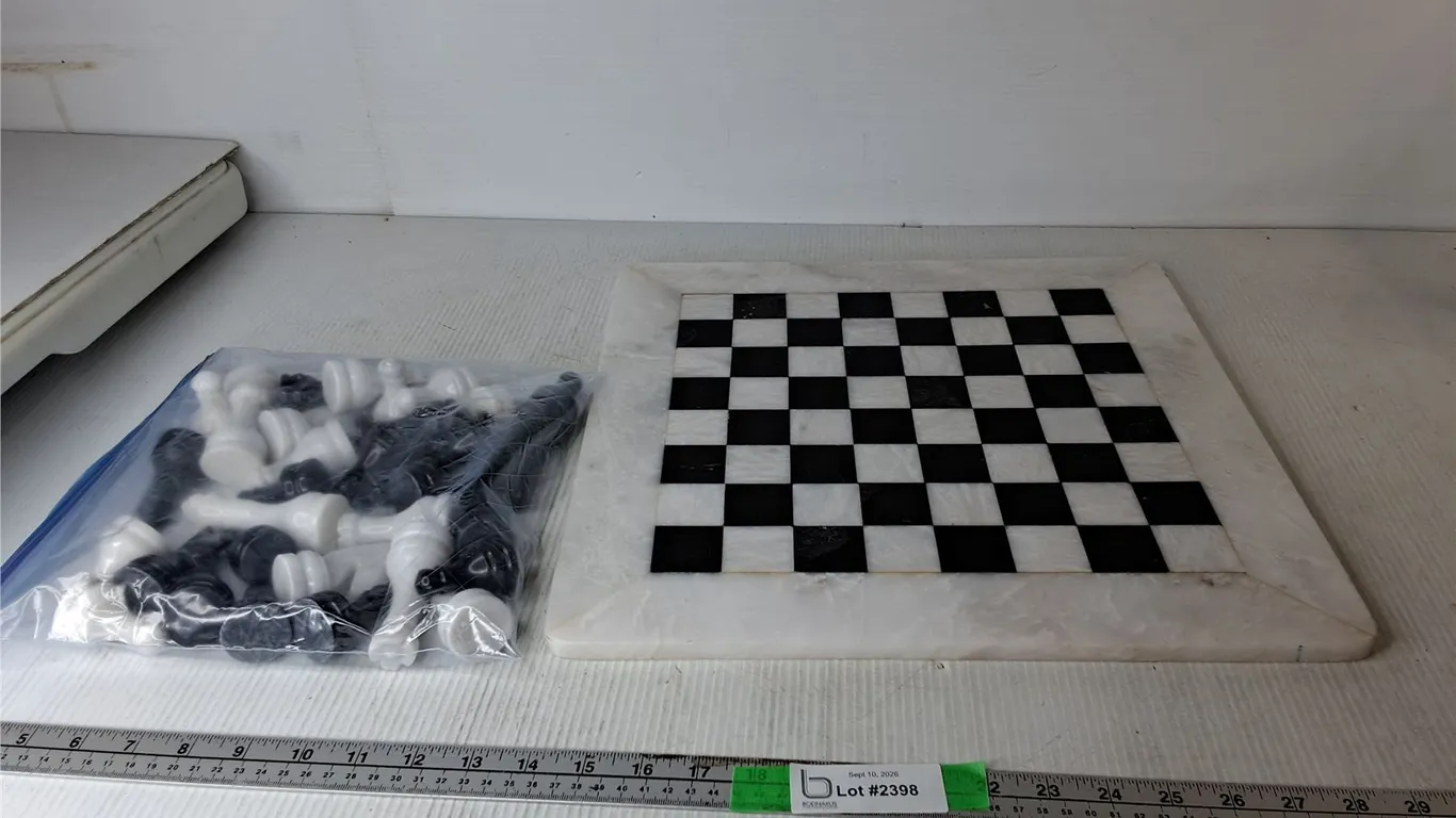 Marble Chess Set, Board 16 1/8"