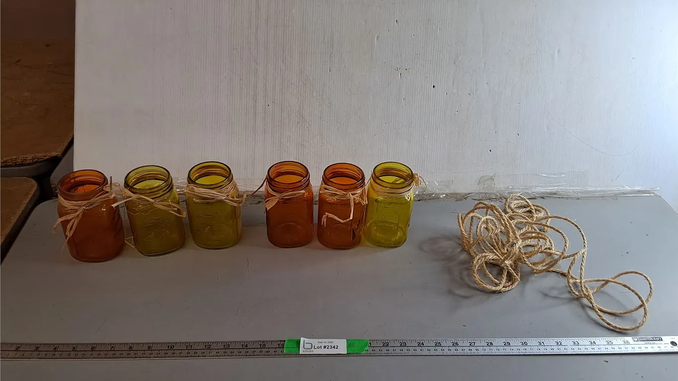 Colored Mason Jars 5.5" & Roll of Twine