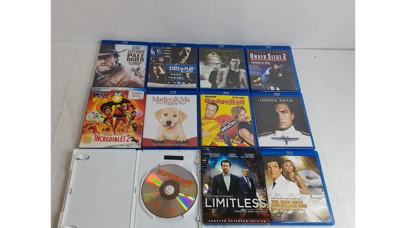 (11) Blue Ray/DVD Movies - Incredibles 2, Pale Rider, Limitless